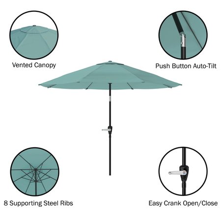 Pure Garden 10-Foot Outdoor Patio Umbrella with Auto-Tilt, Dusty Green 50-LG1043B